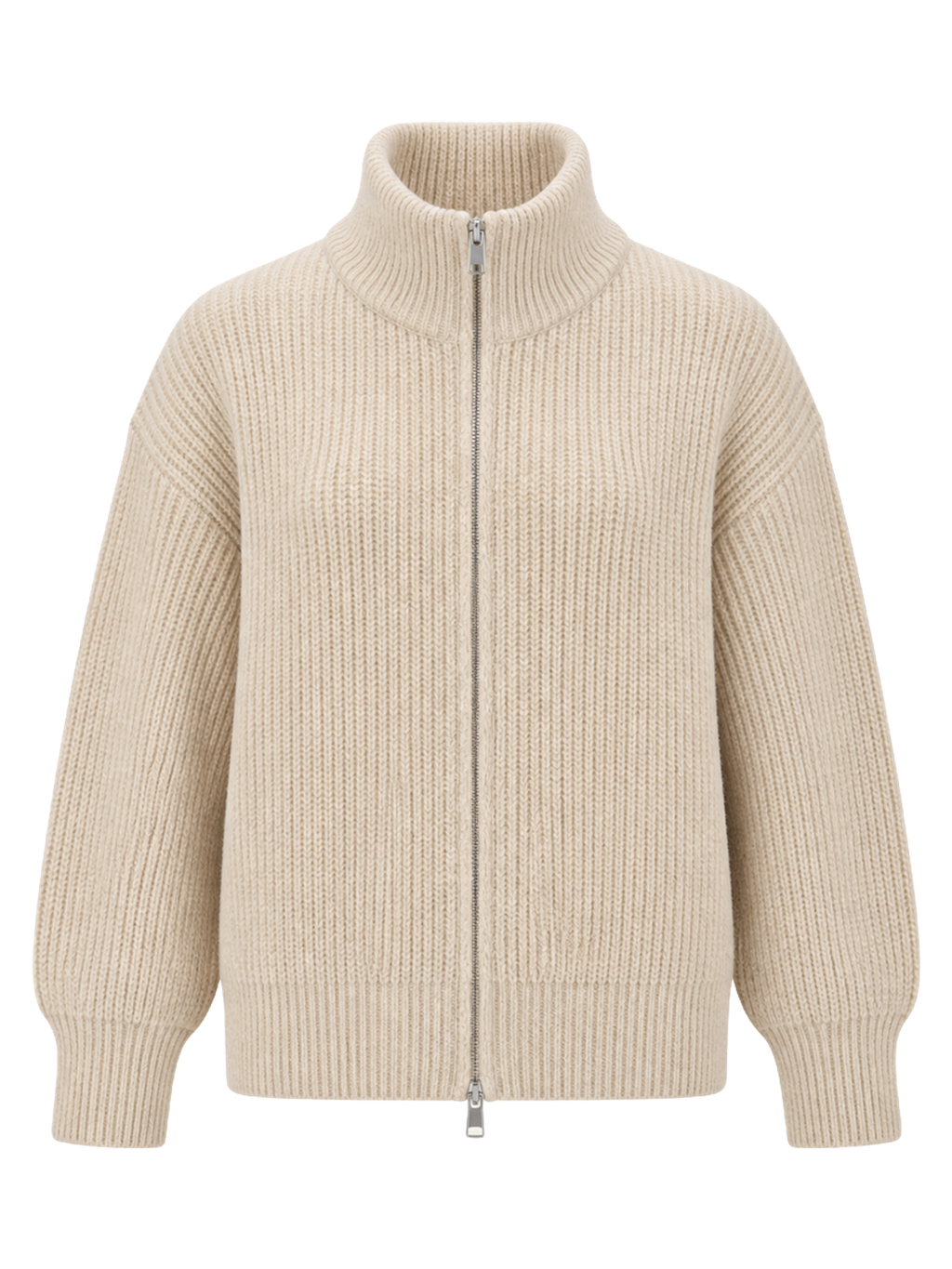 Oatmeal Chunky Zip Cardigan product image detail