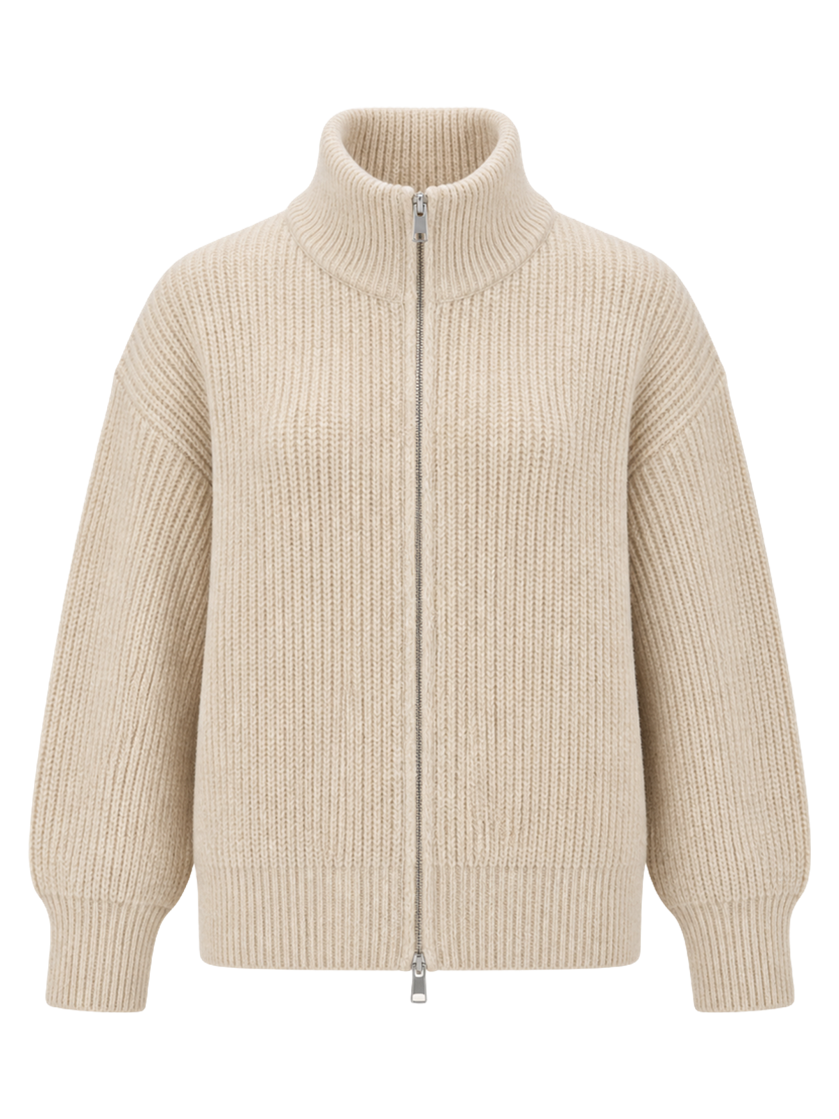 Oatmeal Chunky Zip Cardigan product image detail