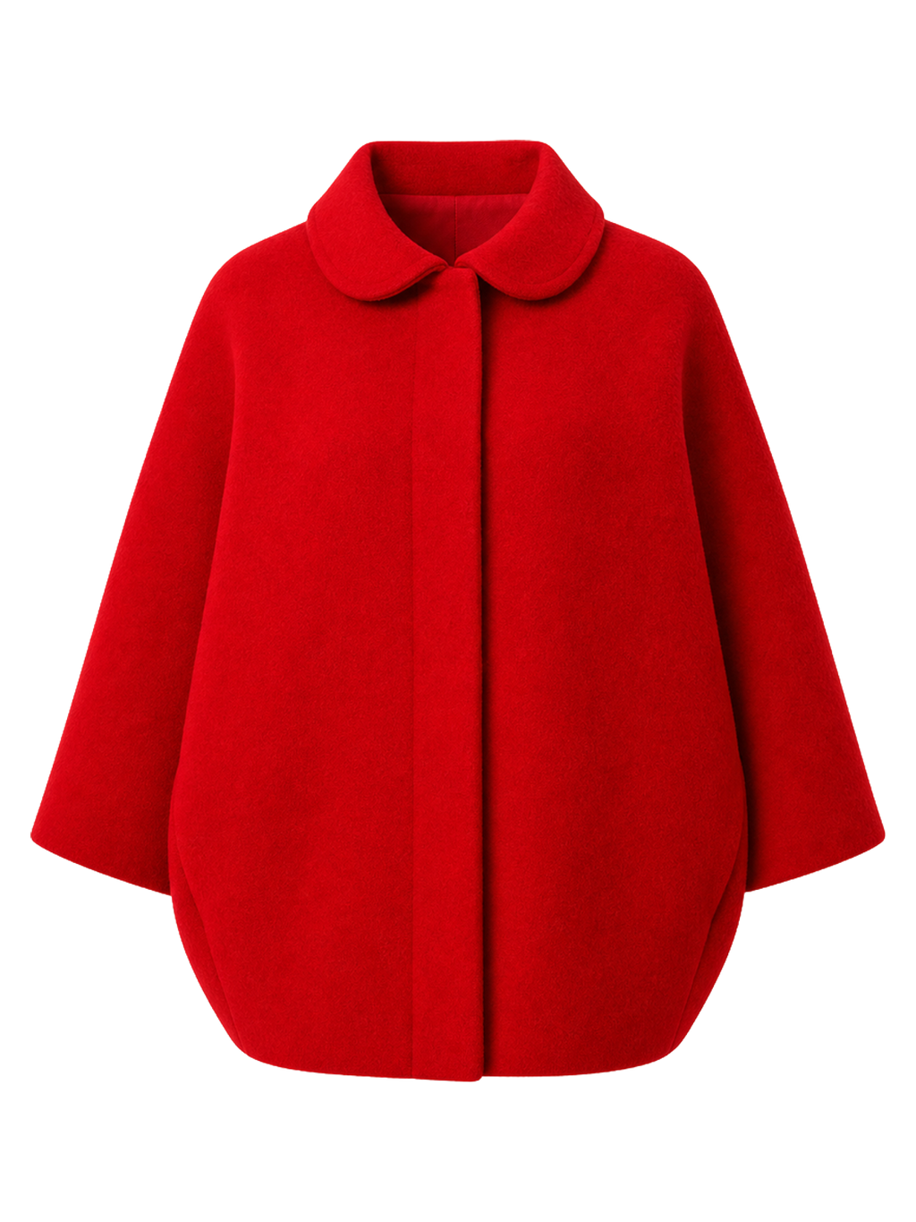 Red Boiled-Wool Cocoon Jacket product image detail