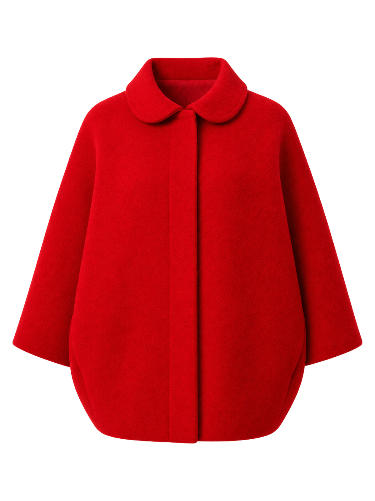 Red Boiled-Wool Cocoon Jacket product image detail