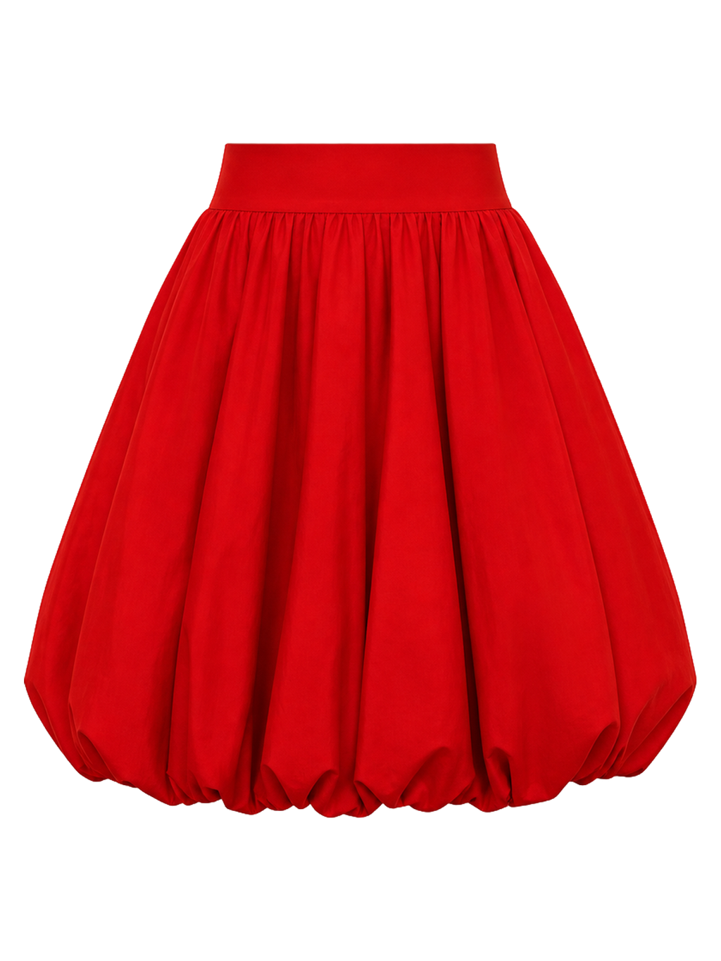 Red Poplin Bubble Midi Skirt product image detail
