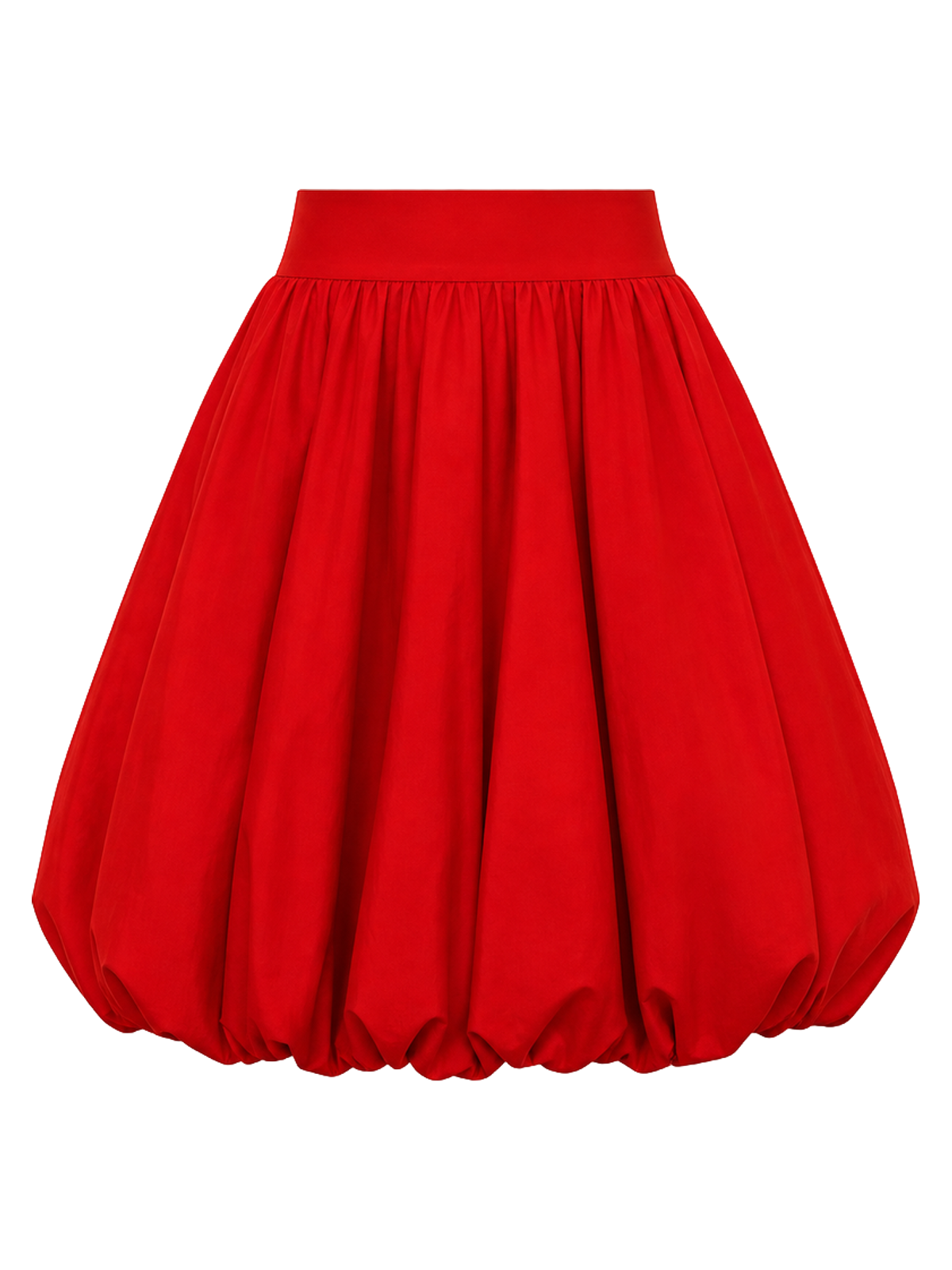 Red Poplin Bubble Midi Skirt product image detail
