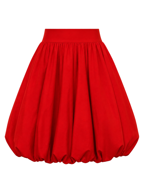 Red Poplin Bubble Midi Skirt product image detail
