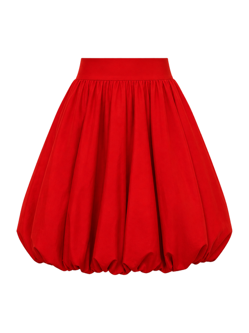 Red Poplin Bubble Midi Skirt product image
