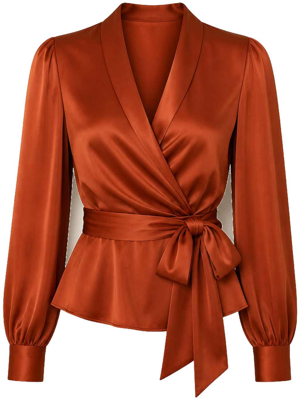 Rust Silk Wrap Blouse detail product image