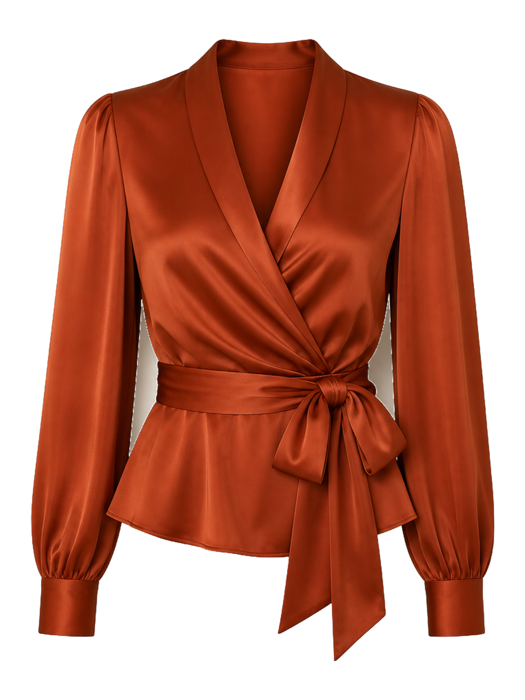 Rust Silk Wrap Blouse transparent product image
