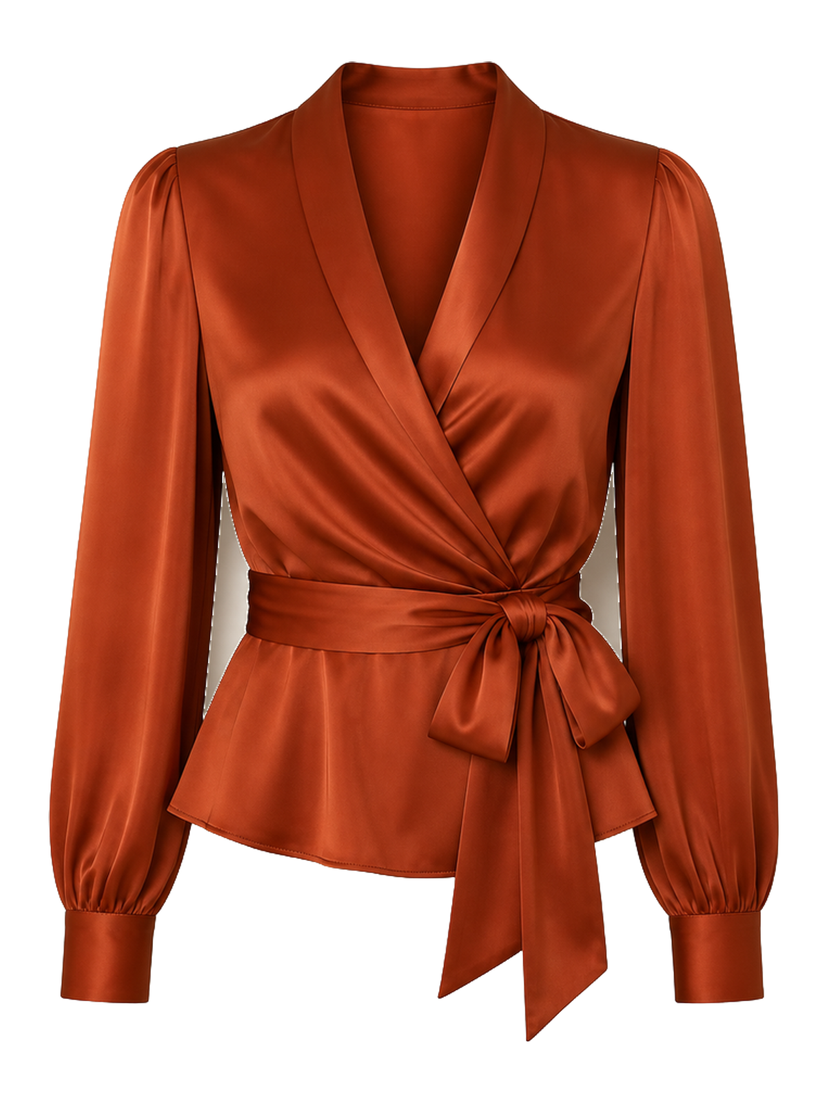 Rust Silk Wrap Blouse transparent product image
