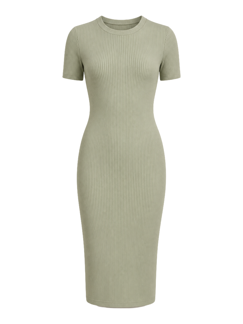 Sage Ribbed Knit Midi Dress transparent product image