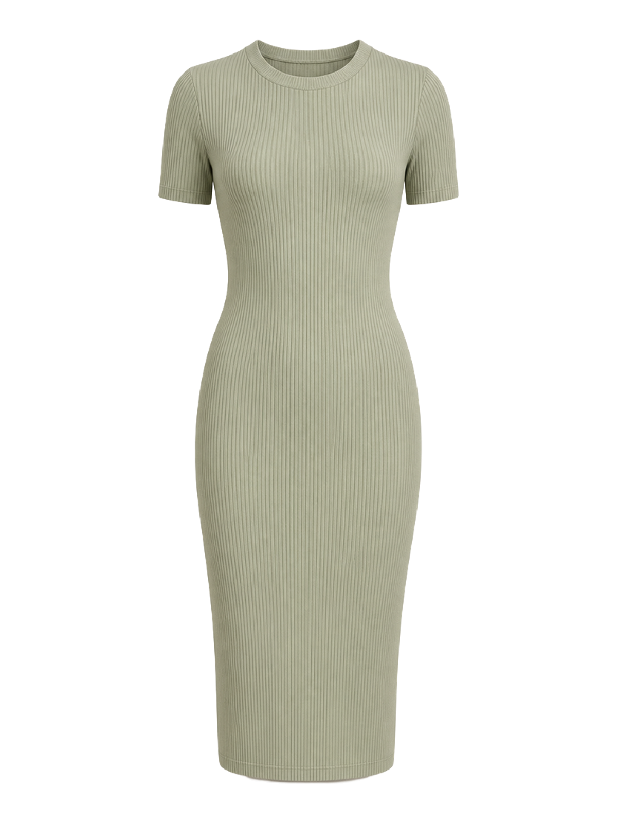 Sage Ribbed Knit Midi Dress transparent product image