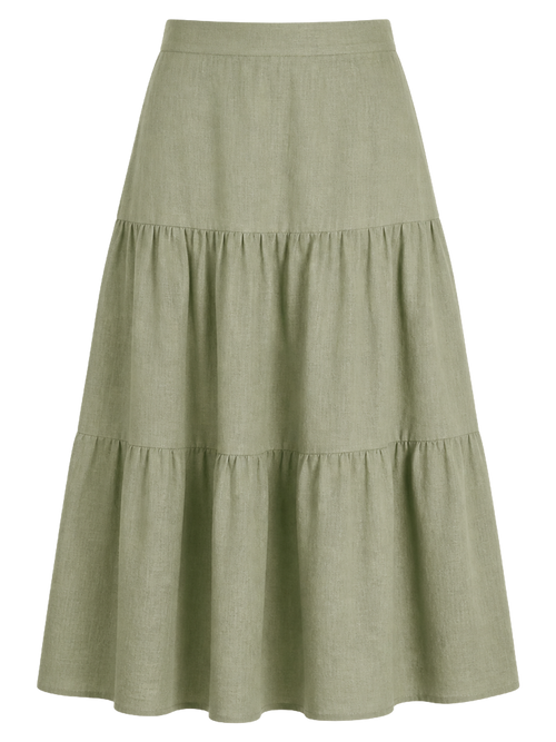 Sage Tiered Linen Maxi Skirt product image detail