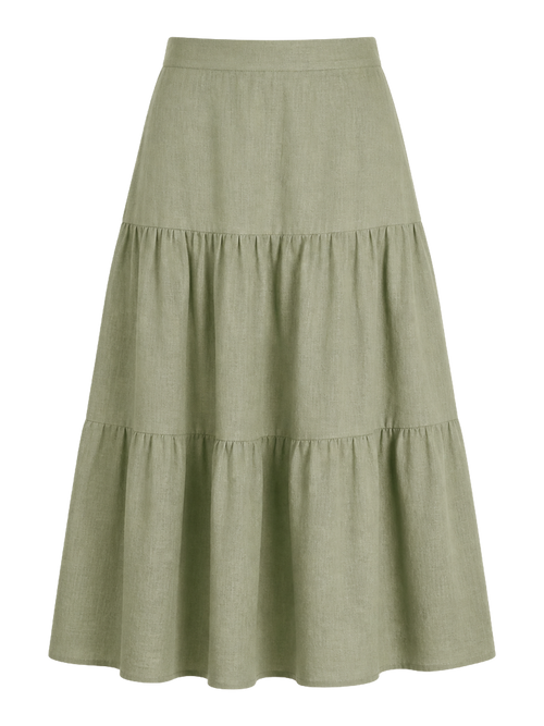 Sage Tiered Linen Maxi Skirt product image