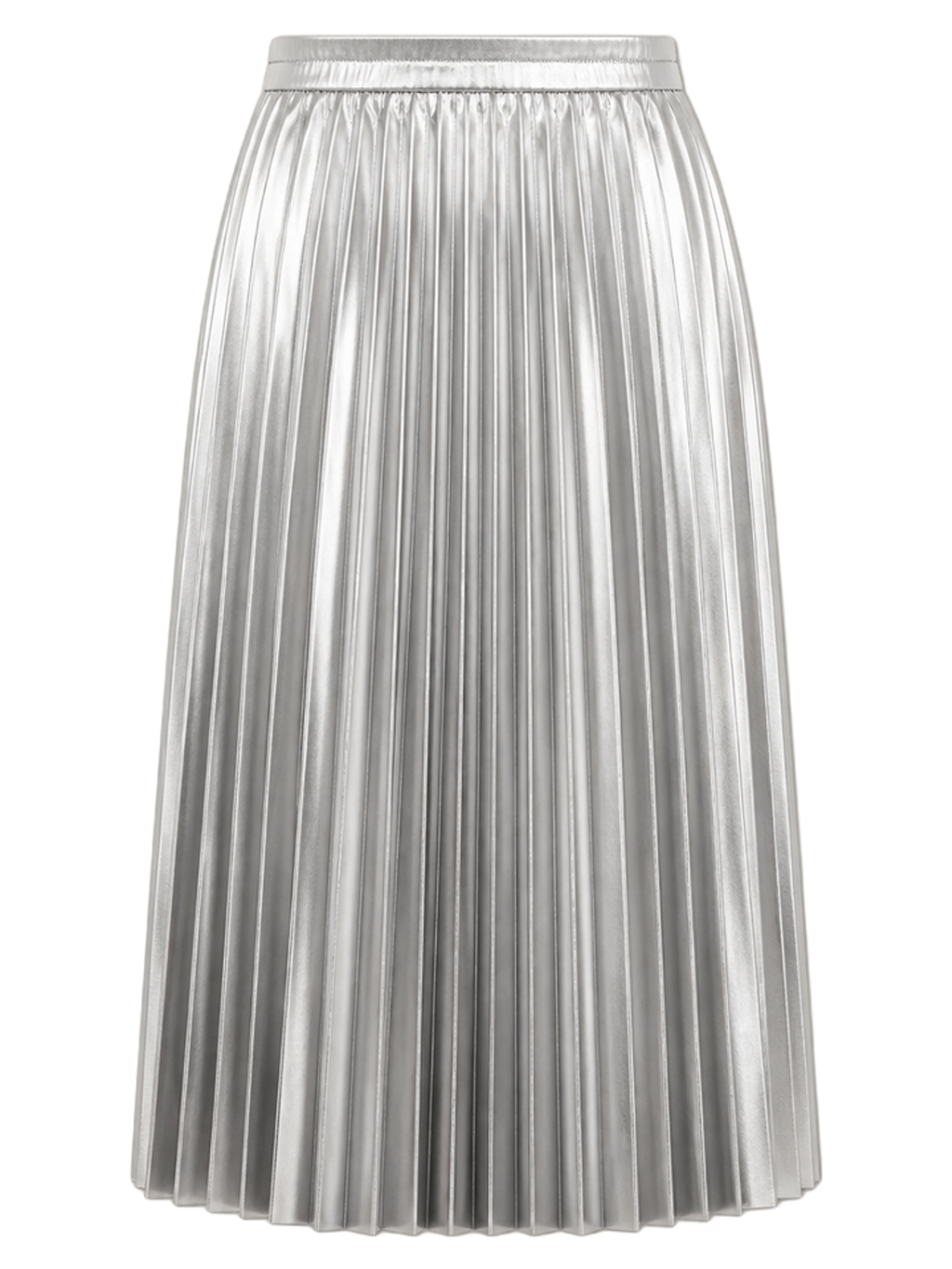 Silver Metallic Pleated Midi Skirt product image detail