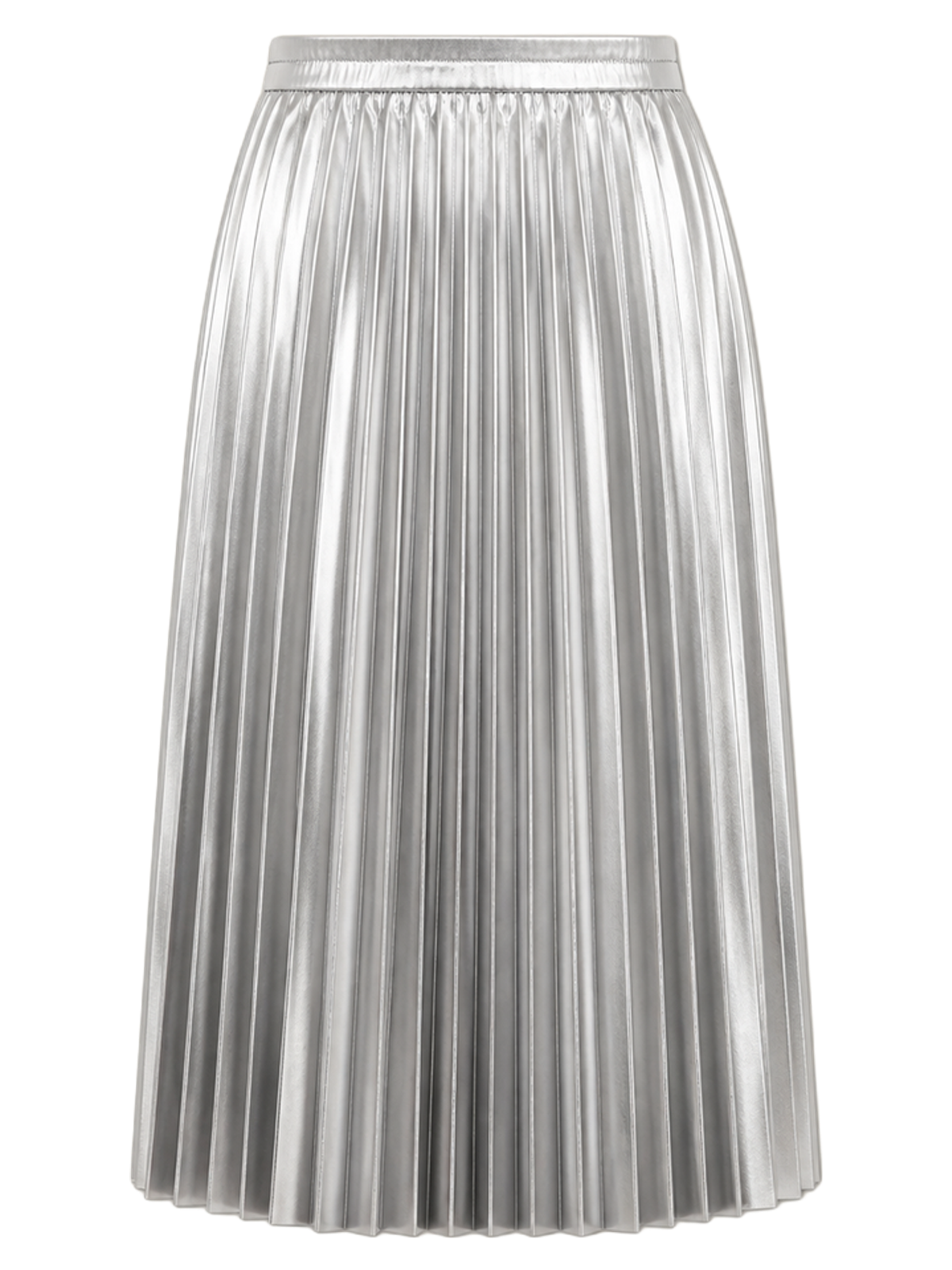Silver Metallic Pleated Midi Skirt product image detail