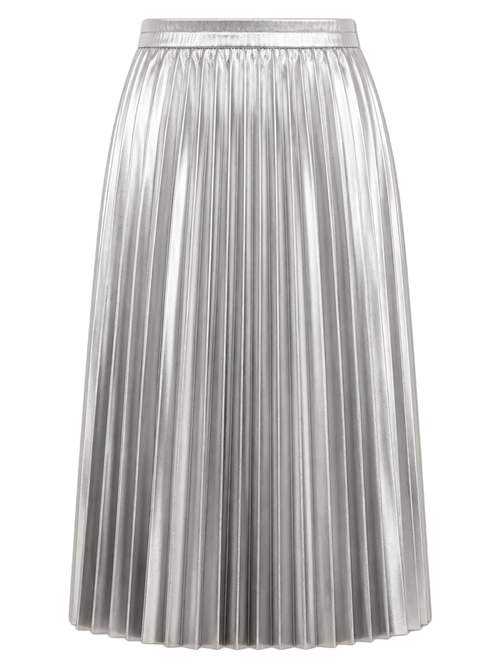 Silver Metallic Pleated Midi Skirt product image detail