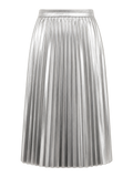 Silver Metallic Pleated Midi Skirt product image