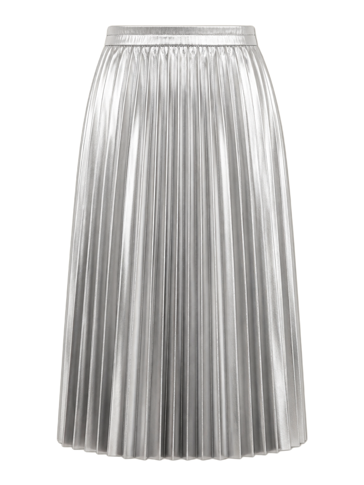 Silver Metallic Pleated Midi Skirt product image