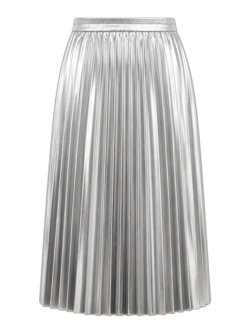 Silver Metallic Pleated Midi Skirt product image