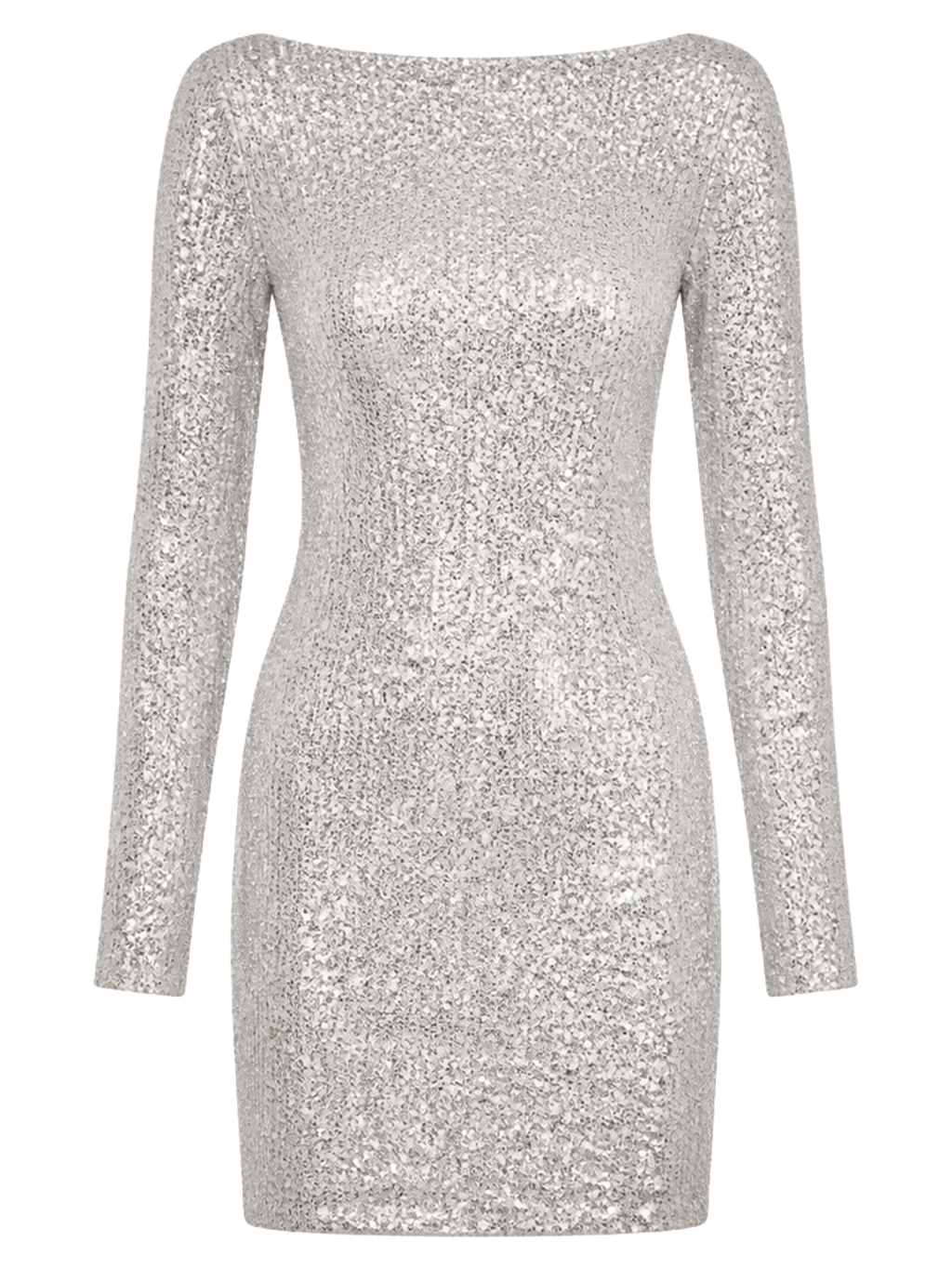 Silver Sequin Long-Sleeve Mini Dress product image detail