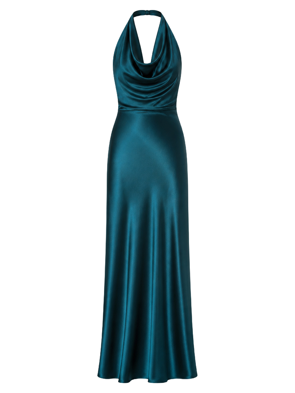 Teal Draped Satin Maxi Dress product image detail