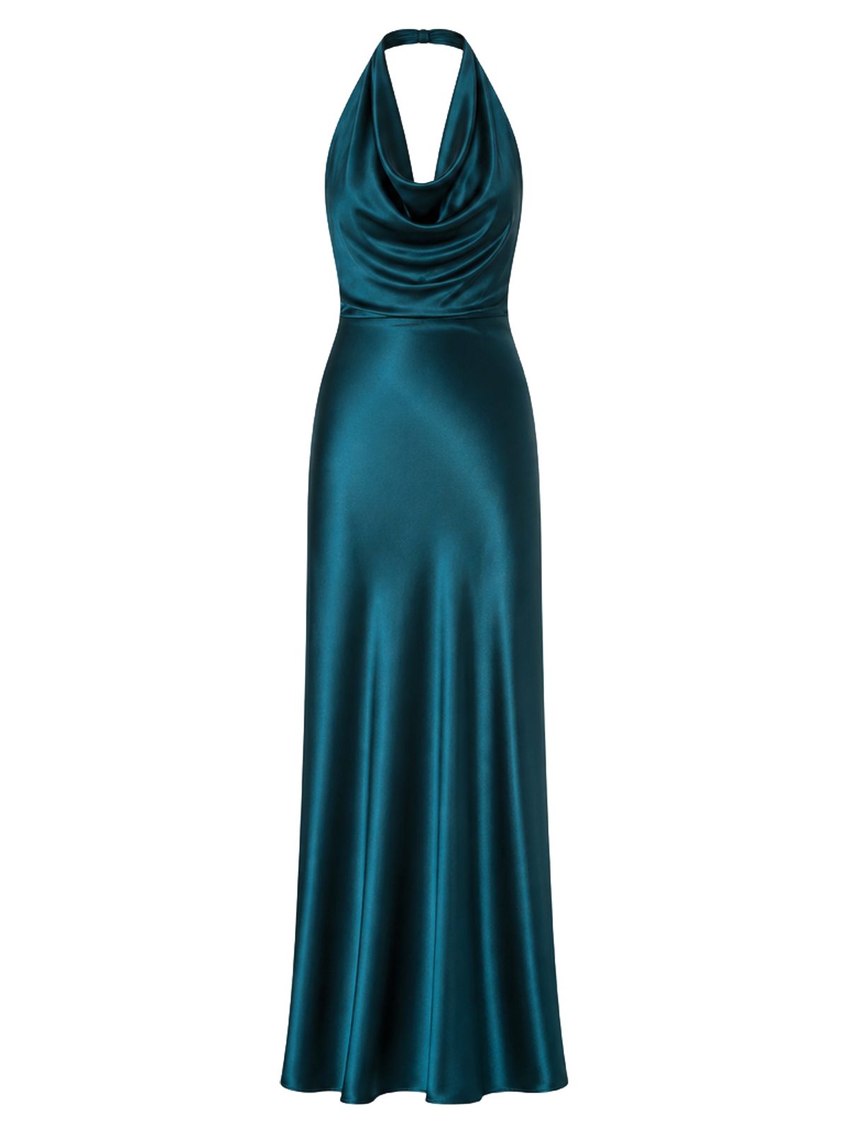 Teal Draped Satin Maxi Dress product image detail