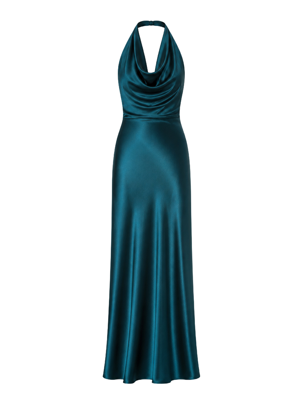 Teal Draped Satin Maxi Dress product image