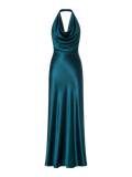 Teal Draped Satin Maxi Dress product image