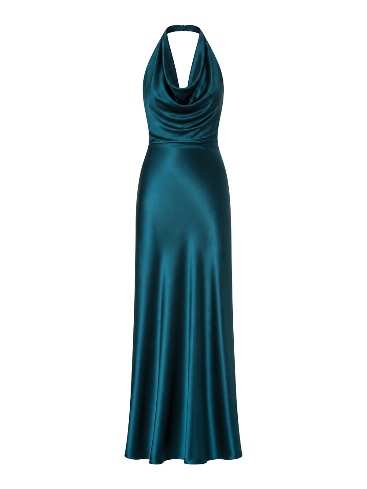 Teal Draped Satin Maxi Dress product image