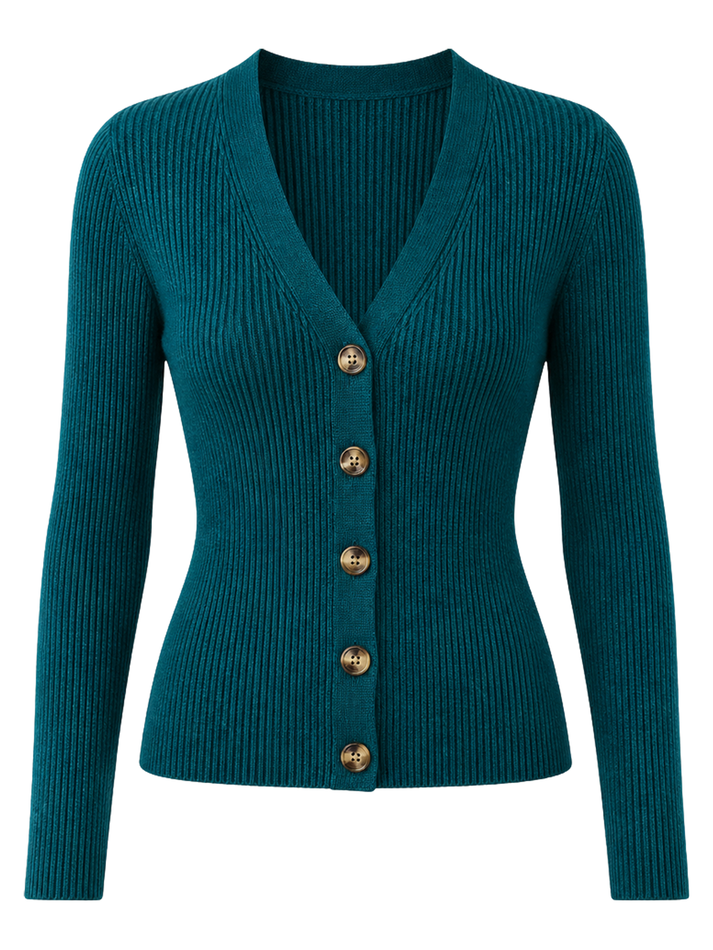 Teal Ribbed V-Neck Cardigan product image detail