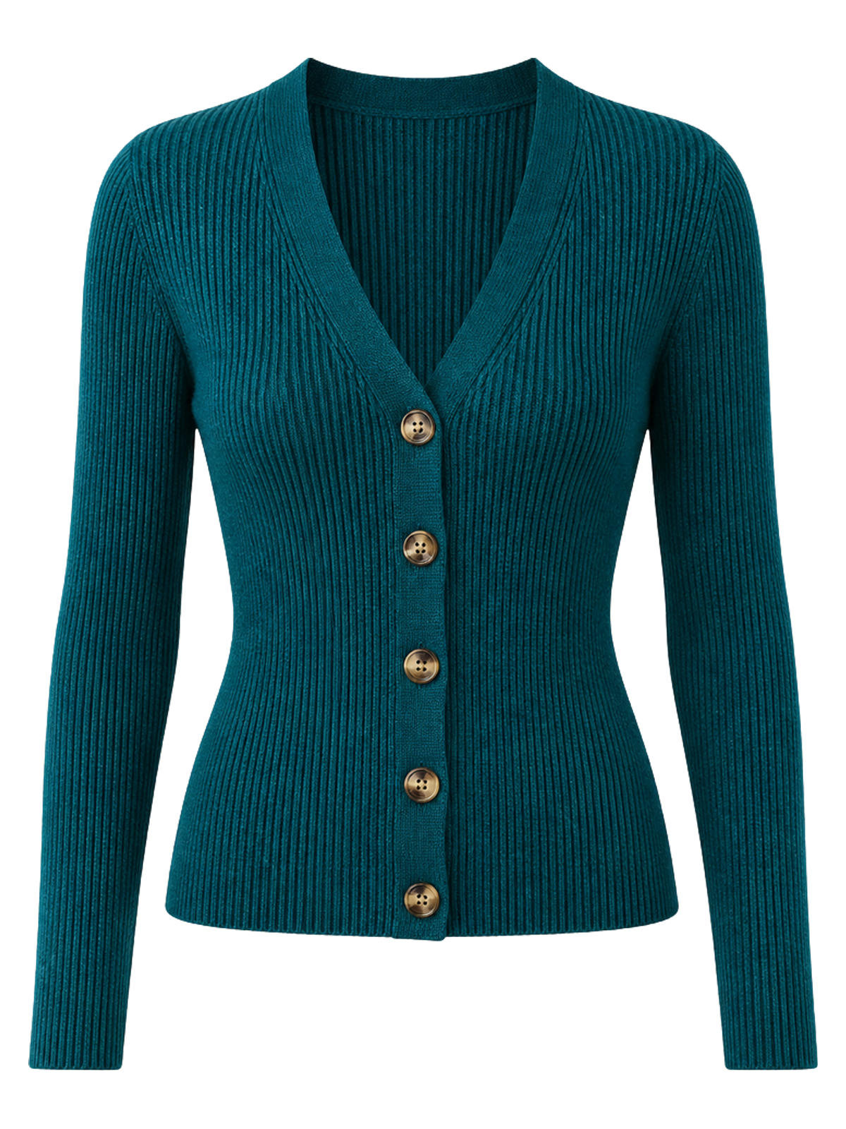 Teal Ribbed V-Neck Cardigan product image detail