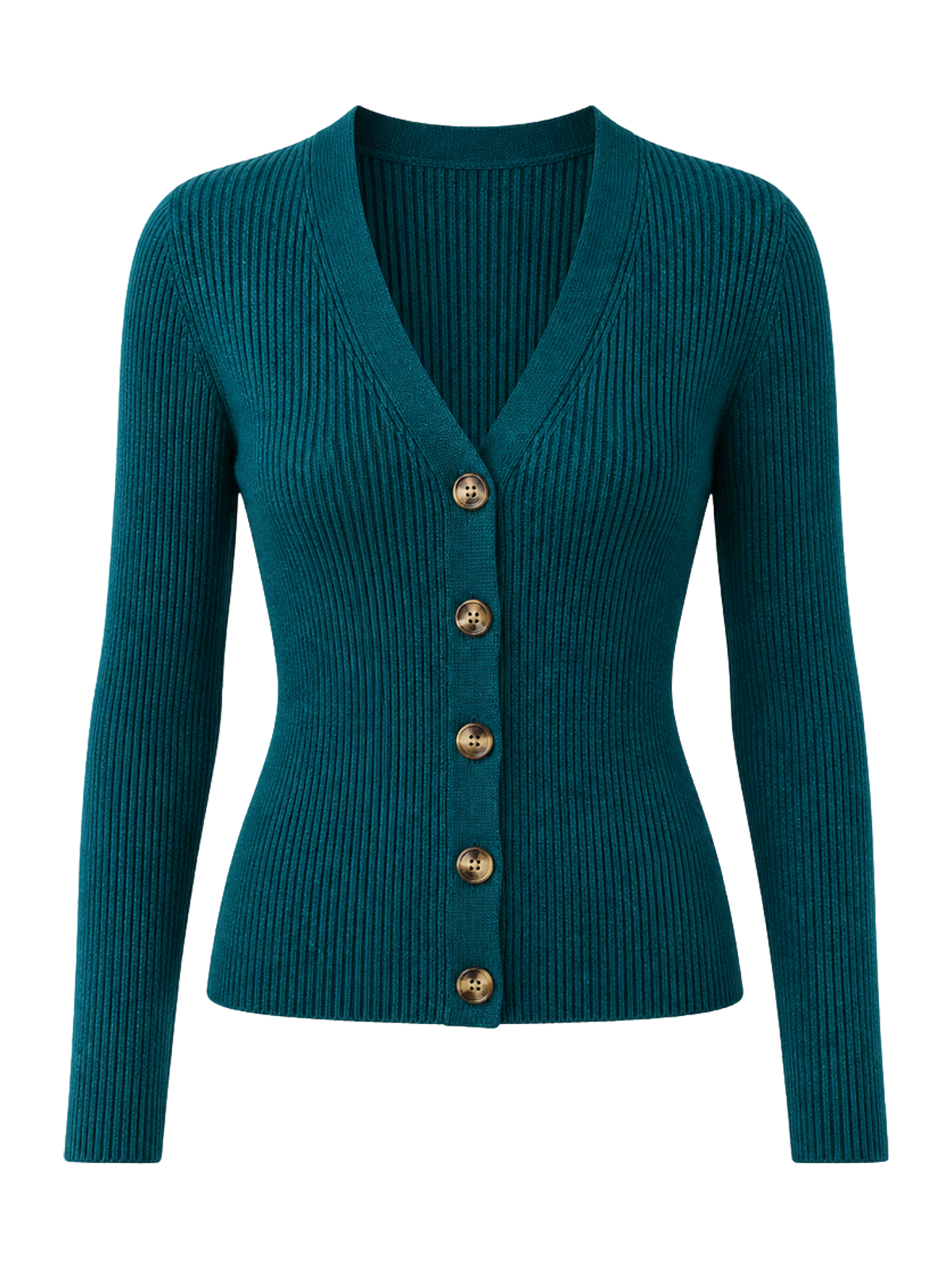 Teal Ribbed V-Neck Cardigan product image