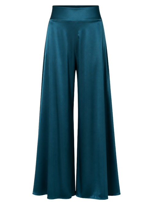 Teal Satin Palazzo Trousers product image detail